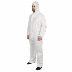 White "High Calibre" SMS Type 5 & 6 Disposable Coveralls Overalls Disposable non-woven sms coveralls are great for protection against airborne particulate materials & dust as well a barrier to splash and liquid spray.