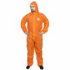 Orange "High Calibre" SMS Type 5 & 6 Disposable Coveralls Overalls. Disposable non-woven sms coveralls are great for protection against airborne particulate