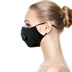 The Black Reusable Washable Face Mask With Breathing Valve And PM2.5 Filter is made of high-quality polyurethane materials that can filter small particles from the air and protect you from fog, smog, dust, odors, vehicle exhaust and air pollution. These masks are soft, skin-friendly and breathable, ideal for people with skin-sensitive allergies.